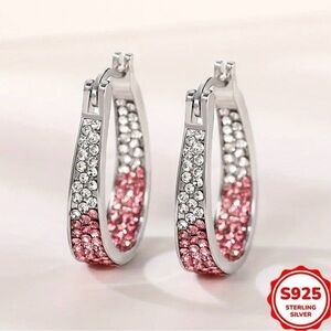 S925 Popular Colored Earrings With Cooper Inlaid A3.